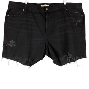 Lauren Conrad Women's Denim Shorts Size 26W Distressed Raw Hem Cotton Black NWOT